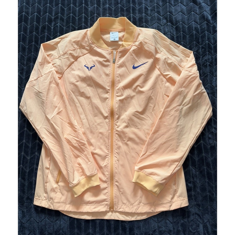 Nike Dri Fit Mens Rafa Tennis Jacket Long Sleeves Peach Size Large